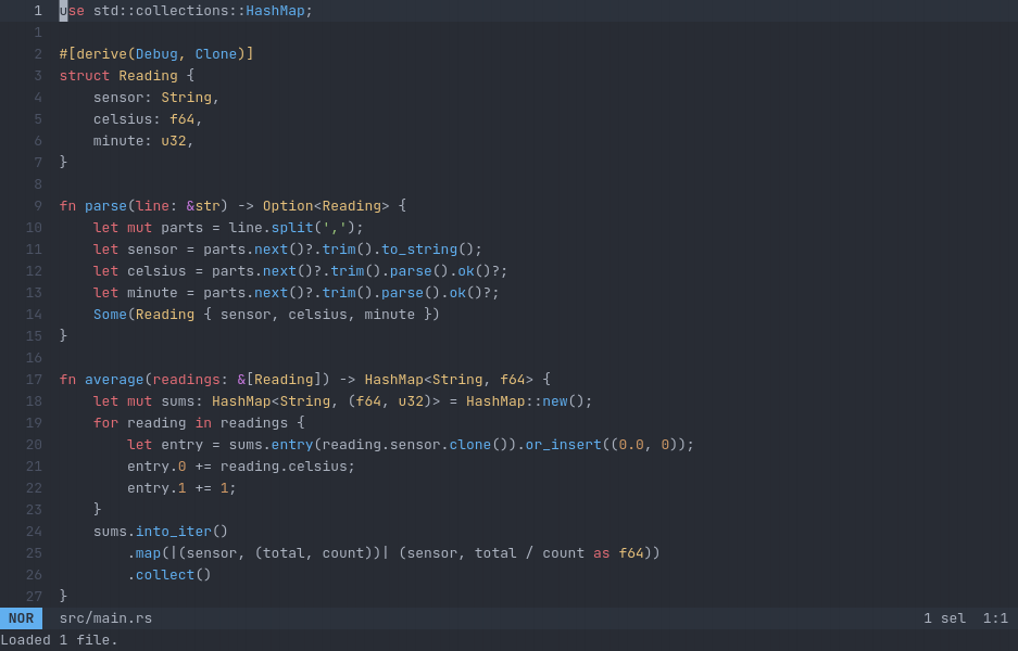 Helix running in the terminal
