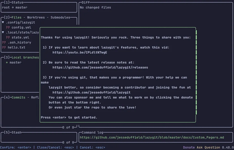 lazygit running in your browser