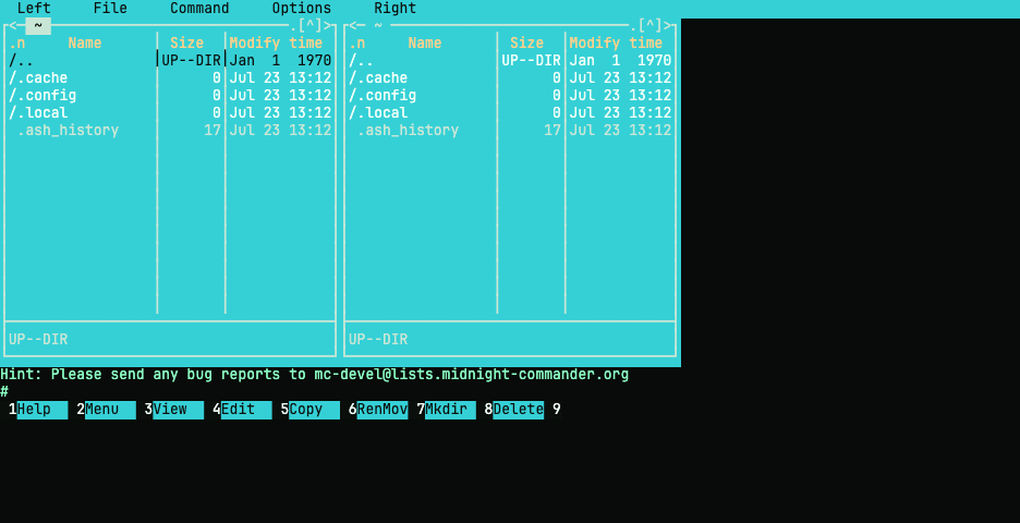 mc running in the terminal