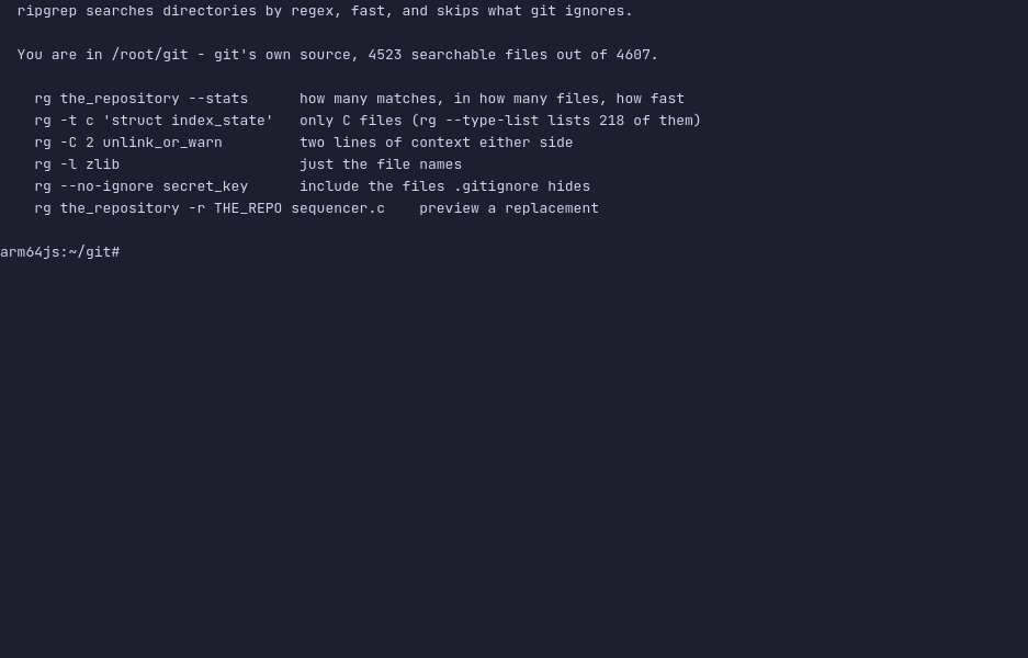 ripgrep running in the terminal